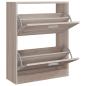 Preview: Schuhschrank Holz in Eichen-Optik mit 2 Schuhkippern