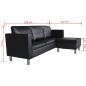 Preview: L-förmiges Sofa 3-Sitzer Kunstleder Schwarz   