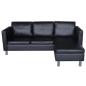 Preview: L-förmiges Sofa 3-Sitzer Kunstleder Schwarz   