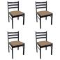 Preview: Esszimmerstühle 4 Stk. Braun Massivholz Gummibaum und Samt