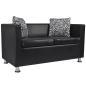Preview: 2-Sitzer-Sofa Kunstleder Schwarz 