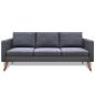 Preview: Sofa 3-Sitzer Stoff Dunkelgrau 