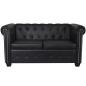 Preview: Chesterfield-Sofa 2-Sitzer Kunstleder Schwarz 