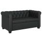 Preview: Chesterfield-Sofa 2-Sitzer Kunstleder Schwarz 