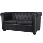 Preview: Chesterfield-Sofa 2-Sitzer Kunstleder Schwarz 
