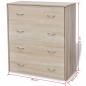 Preview: Kommode mit 4 Schubladen 60×30,5×71 cm Eichenbraun