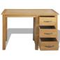 Preview: Schreibtisch mit 3 Schubladen 106x40x75 cm Massivholz Eiche