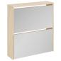 Preview: Schuhschrank mit 2 Fächern Spiegel Eiche-Optik 63x17x67 cm