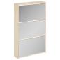 Preview: Schuhschrank mit 3 Fächern Spiegel Eiche-Optik 63x17x102,5 cm