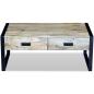 Preview: Couchtisch mit 2 Schubladen Massivholz Mango 100x60x40 cm