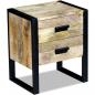 Preview: ARDEBO.de - Beistelltisch mit 2 Schubladen Mango Holz 43x33x51 cm