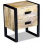 Preview: Beistelltisch mit 2 Schubladen Mango Holz 43x33x51 cm