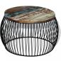 Preview: Couchtisch Rund Altholz Massiv 68x37 cm
