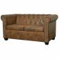 Preview: Chesterfield-Sofa 2-Sitzer Kunstleder Braun