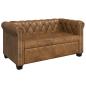 Preview: Chesterfield-Sofa 2-Sitzer Kunstleder Braun