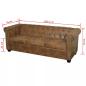 Preview: Chesterfield-Sofa 3-Sitzer Kunstleder Braun
