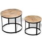 Preview: 2-tlg. Couchtisch-Set Raues Mangoholz Rund 40cm/50cm