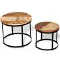 Preview: 2-tlg. Couchtisch-Set Altholz Massiv Rund 40cm/50cm