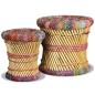 Preview: Hocker mit Chindi-Details 2 Stk. Mehrfarbig Bambus