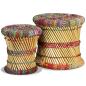 Preview: Hocker mit Chindi-Details 2 Stk. Mehrfarbig Bambus