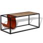 Preview: Couchtisch mit Zeitschriftenhalter aus Echtleder 110x50x45 cm