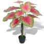 Preview: Künstliche Caladium Pflanze mit Topf 85 cm Rot und Grün