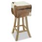 Preview: Barhocker Echtleder und Massivholz Teak