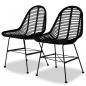 Preview: Esszimmerstühle 2 Stk. Natur Rattan Schwarz