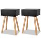 Preview: Nachttische 2 Stk. Massivholz Kiefer 40x30x61 cm Schwarz