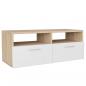Preview: TV-Schrank Holzwerkstoff 95x35x36 cm Eiche und Weiß