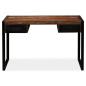 Preview: Schreibtisch mit 2 Schubladen Altholz Massiv 120x50x76 cm