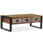Preview: Couchtisch mit 3 Schubladen Altholz Massiv 100x50x35 cm