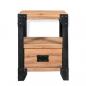 Preview: Nachttisch Akazienholz Massiv Stahl 40 x 30 x 54 cm