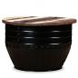 Preview: Couchtisch Altholz Massiv Schwarz Trommelform