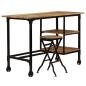 Preview: Schreibtisch mit Klapphocker Mangoholz Massiv 115x50x76 cm