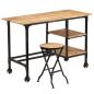 Preview: Schreibtisch mit Klapphocker Mangoholz Massiv 115x50x76 cm
