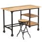 Preview: Schreibtisch mit Klapphocker Mangoholz Massiv 115x50x76 cm