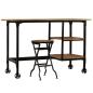 Preview: Schreibtisch mit Klapphocker Mangoholz Massiv 115x50x76 cm