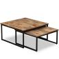 Preview: Satztisch Couchtisch-Set 2-tlg. Recyceltes Teak Massiv
