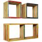 Preview: 3-tlg. Wandregal-Set Recyceltes Massivholz Teak Mehrfarbig