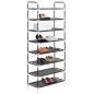 Preview: Schuhregal mit 8 Ablagen Metall und Vliesstoff Schwarz