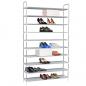 Preview: Schuhregal mit 10 Ablagen Metall und Vliesstoff Silbern