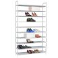 Preview: Schuhregal mit 10 Ablagen Metall und Vliesstoff Silbern