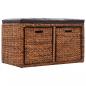 Preview: Sitzbank mit 2 Körben Seegras 71×40×42 cm Braun