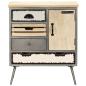 Preview: Sideboard Mangoholz Massiv und Stahl 65 x 33 x 76 cm