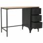 Preview: Einzelsockel Schreibtisch Massivholz und Stahl 100x50x76 cm