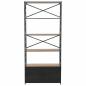 Preview: Bücherregal Massivholz Tanne und Stahl 80x32,5x180 cm