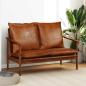 Preview: 2-Sitzer-Sofa Echtleder Akazienholz Braun