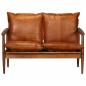 Preview: 2-Sitzer-Sofa Echtleder Akazienholz Braun
