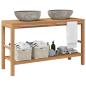 Preview: Waschtischunterschrank Teak Massiv mit Flussstein Waschbecken